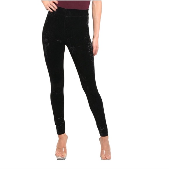 Black Velvet Skinny Leggings - Picture 2 of 3